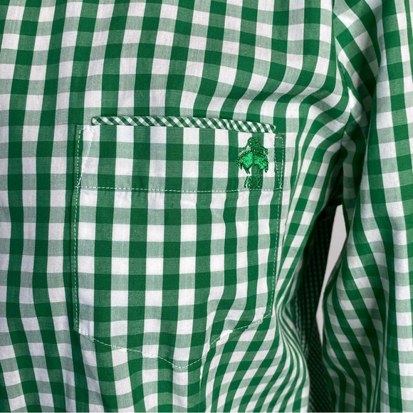 Brooks Brothers 'Red Fleece' Green and White Gingham Plaid Button Down Shirt - Picture 4 of 12